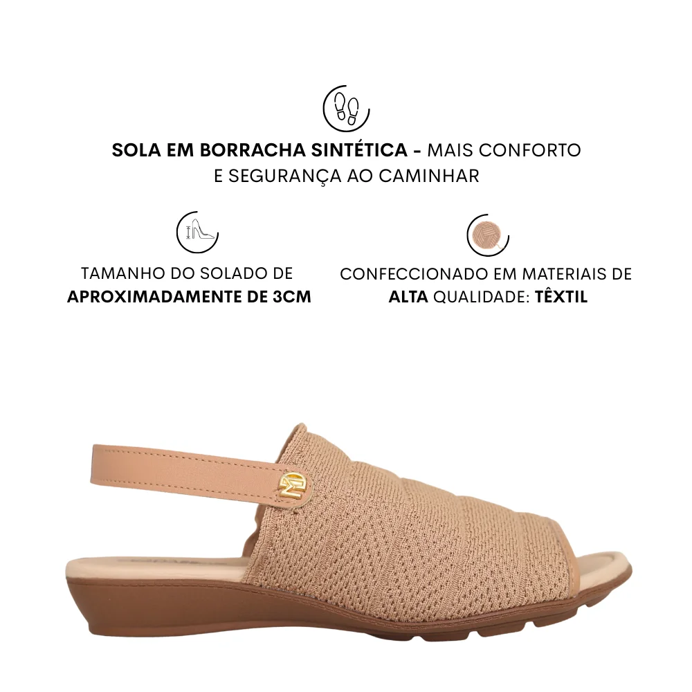 Sandália Baixa Calce Fácil Feminino Modare Conforto 7127.265 Bege 2