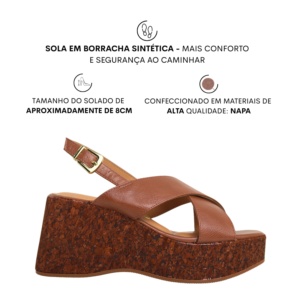 Sandália Feminina Salto Plataforma Anabela Vizzano  6559.101 Marrom 2