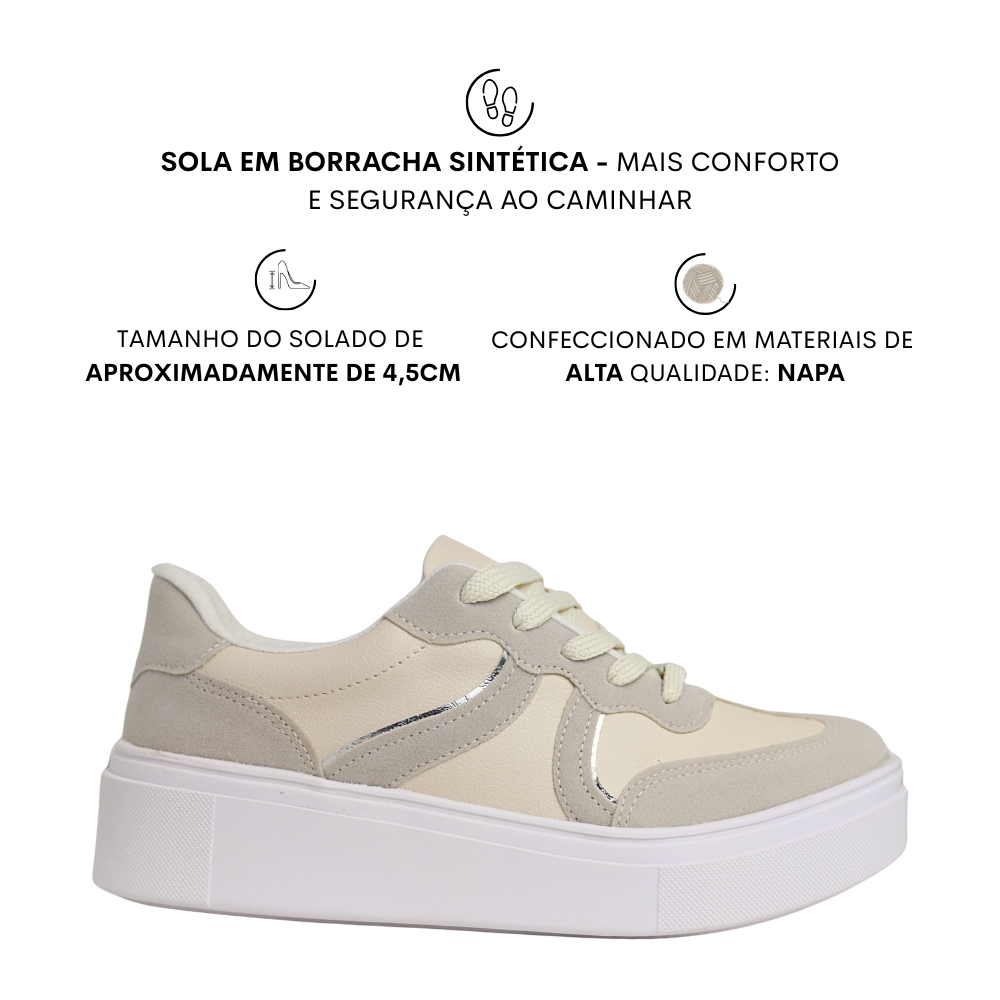 Tenis Feminino Flatform Floather Moderno Vizzano 1339.346 Bege 2