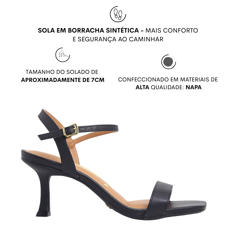 Sandália Feminina Salto Fino Taça Casual Vizzano 6536.113 Preto 2