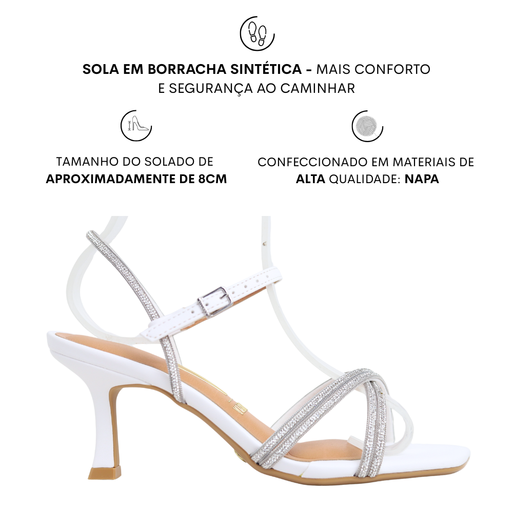 Sandália Feminina Tiras Cruzadas Com Strass Vizzano 6536.105 Prata 2