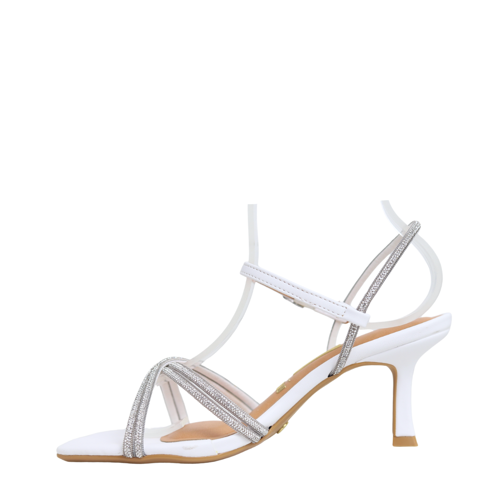 Sandália Feminina Tiras Cruzadas Com Strass Vizzano 6536.105 Prata 3