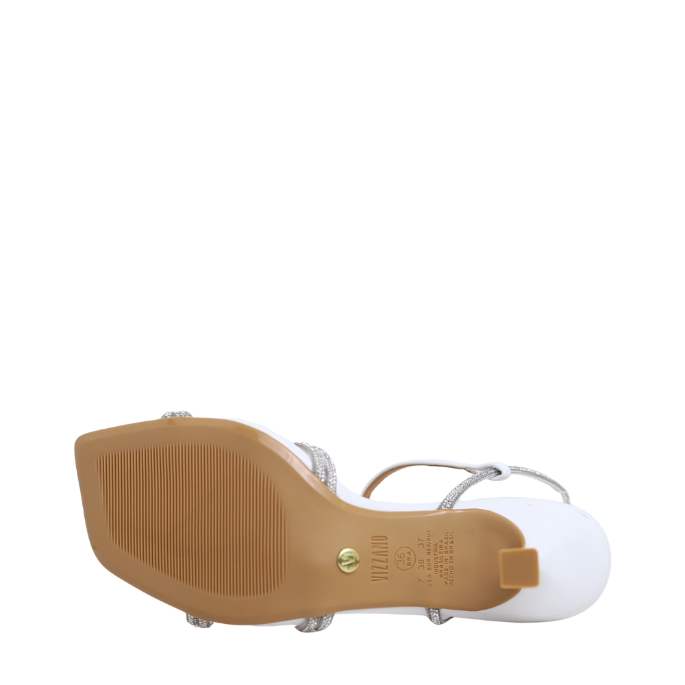 Sandália Feminina Tiras Cruzadas Com Strass Vizzano 6536.105 Prata 5