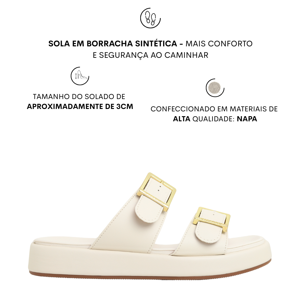 Sandália Papete Feminina Fivela Ajustável Vizzano 6506.125 Bege 2