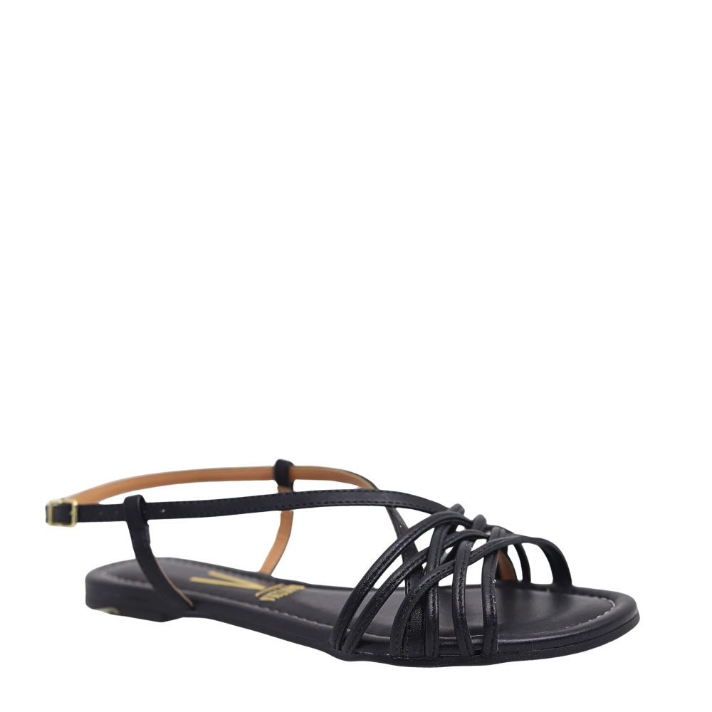 Sandália Rasteira Feminina Tiras Cruzadas Vizzano 6235.1720 Preto 4