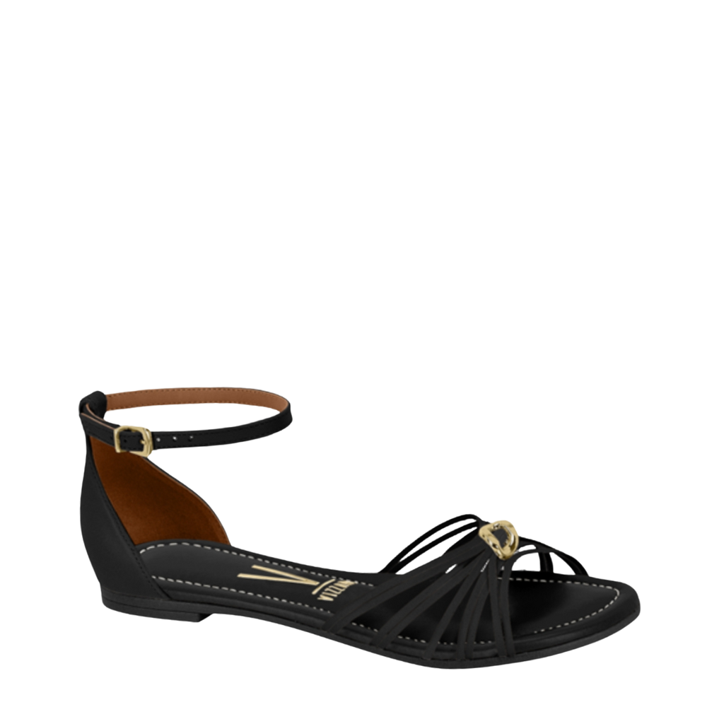 Sandália Rasteira Feminina Detalhe Dourado Vizzano 6235.1722
