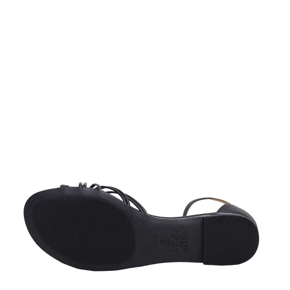 Sandália Rasteira Feminina Detalhe Dourado Vizzano 6235.1722 Preto 5