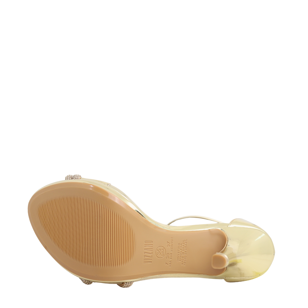 Sandália Feminina Tiras Strass Salto Fino Vizzano 6210.1063 Dourado 5