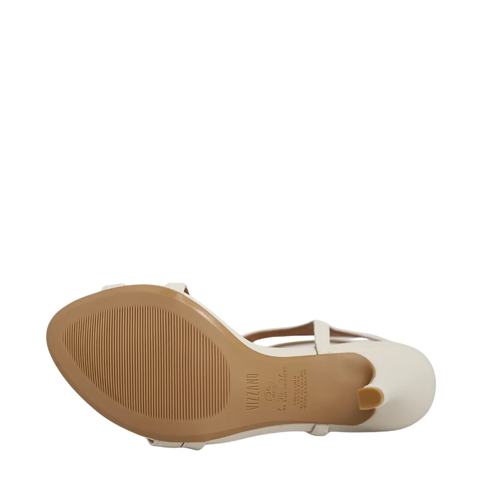 Sandália Feminina Casual Tiras Salto Fino Vizzano 6249.1016 Off White 5