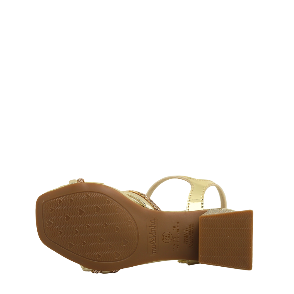 Sandália Infantil Menina Salto Bloco Strass Molekinha2347127 Dourado 5