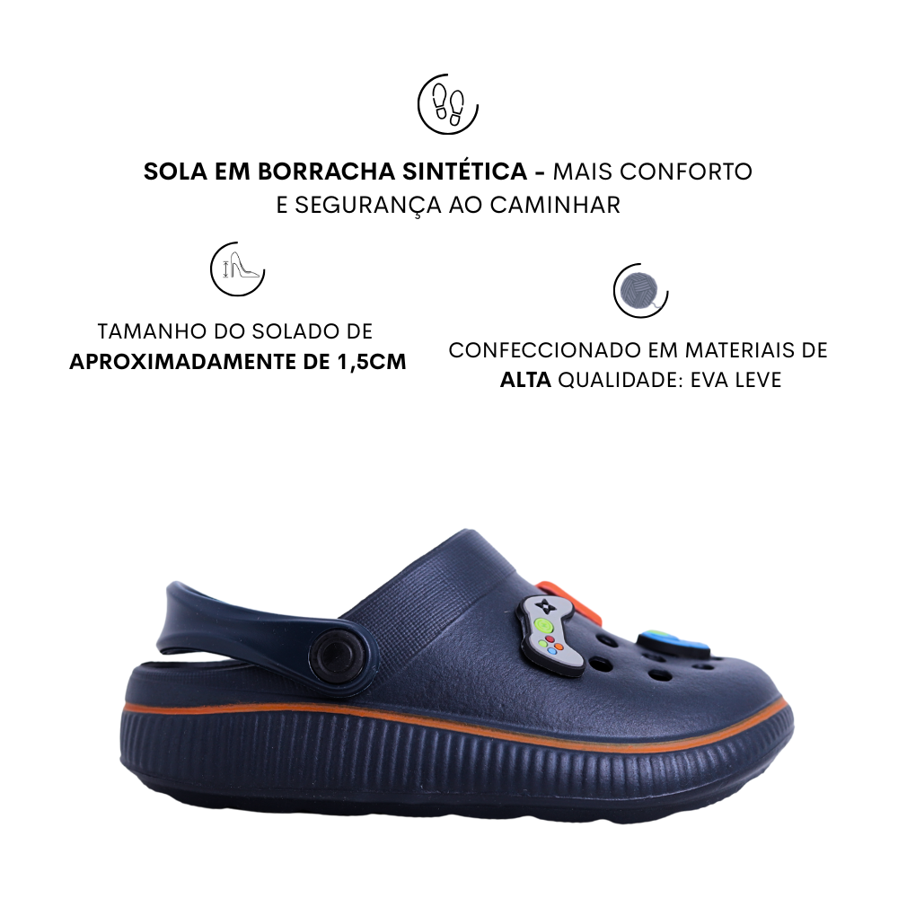 Sandália Babuche Menino Leve Bottons Gamer Molekinho 2874204 Azul 2