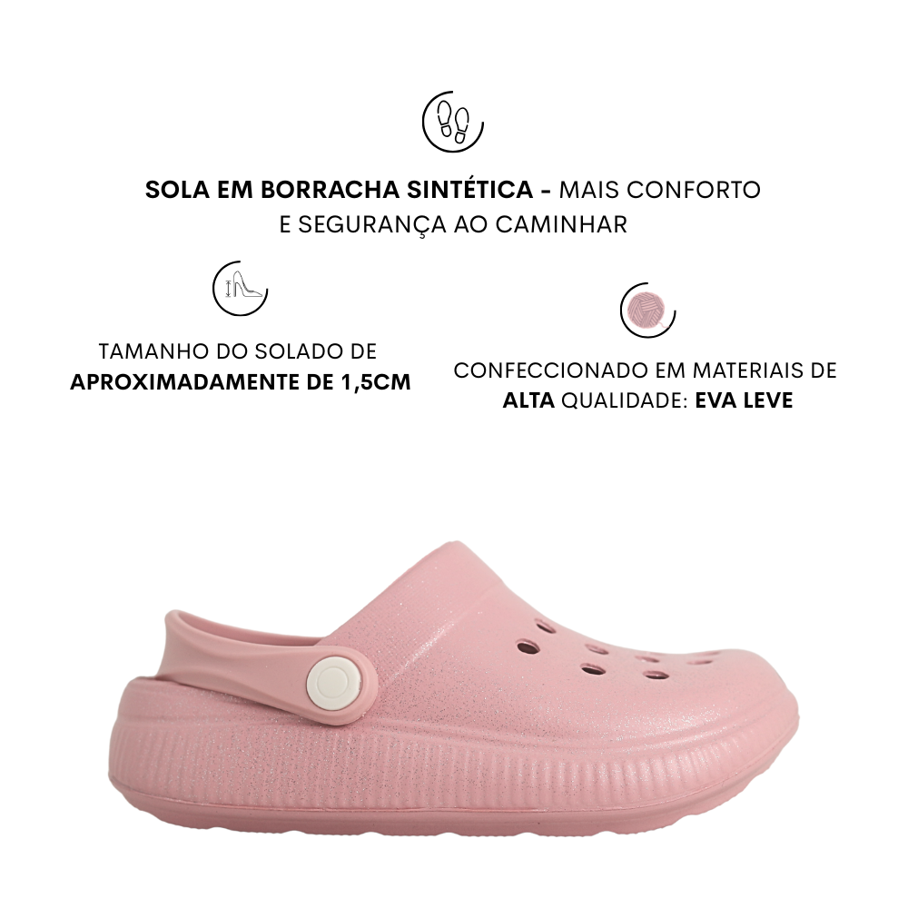 Sandália Babuche Infantil Menina Glitter Molekinha 2591.200 Rosa 2