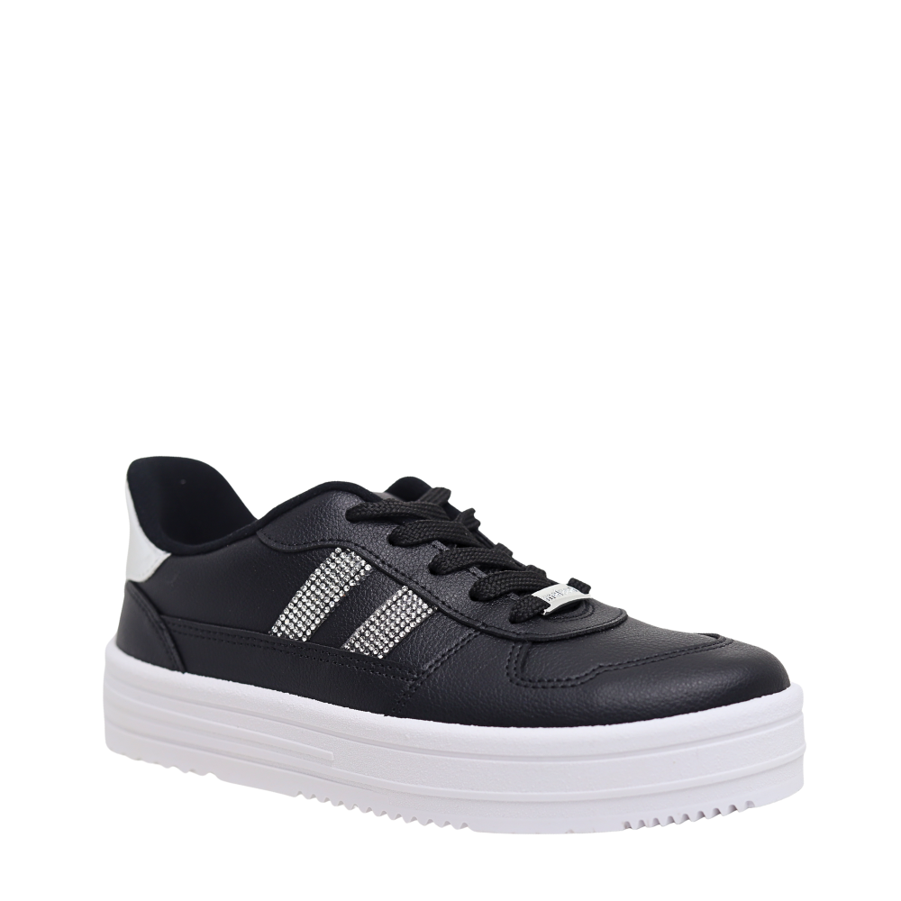 Tênis Flatform Tratorado Com Strass Feminino Moleca 5782.315 Preto 4