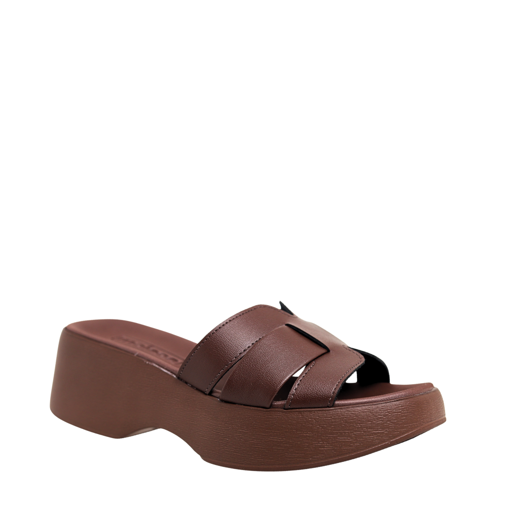 Tamanco  Feminino Plataforma Anabela Leve  Moleca 5503.119 Marrom 4