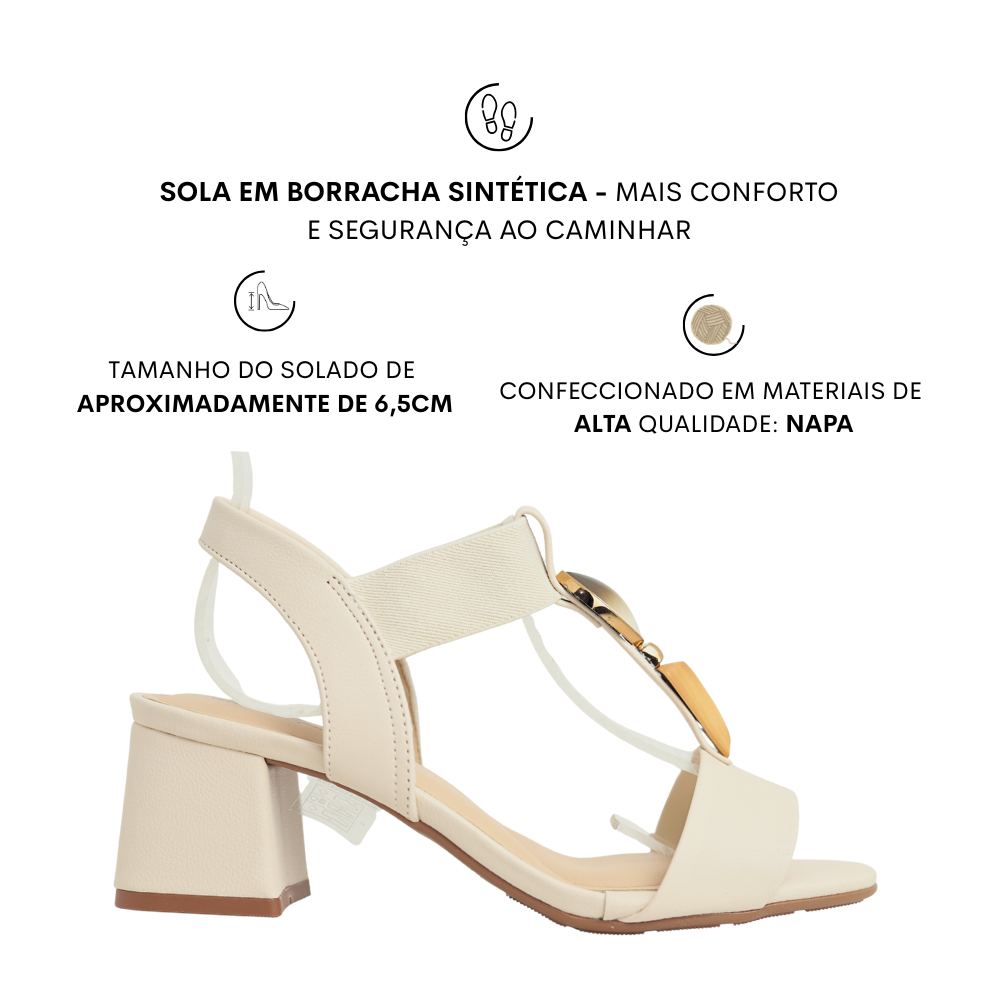 Sandália Feminina Com Pedrarias Salto Bloco Modare 7172.113 Bege 2