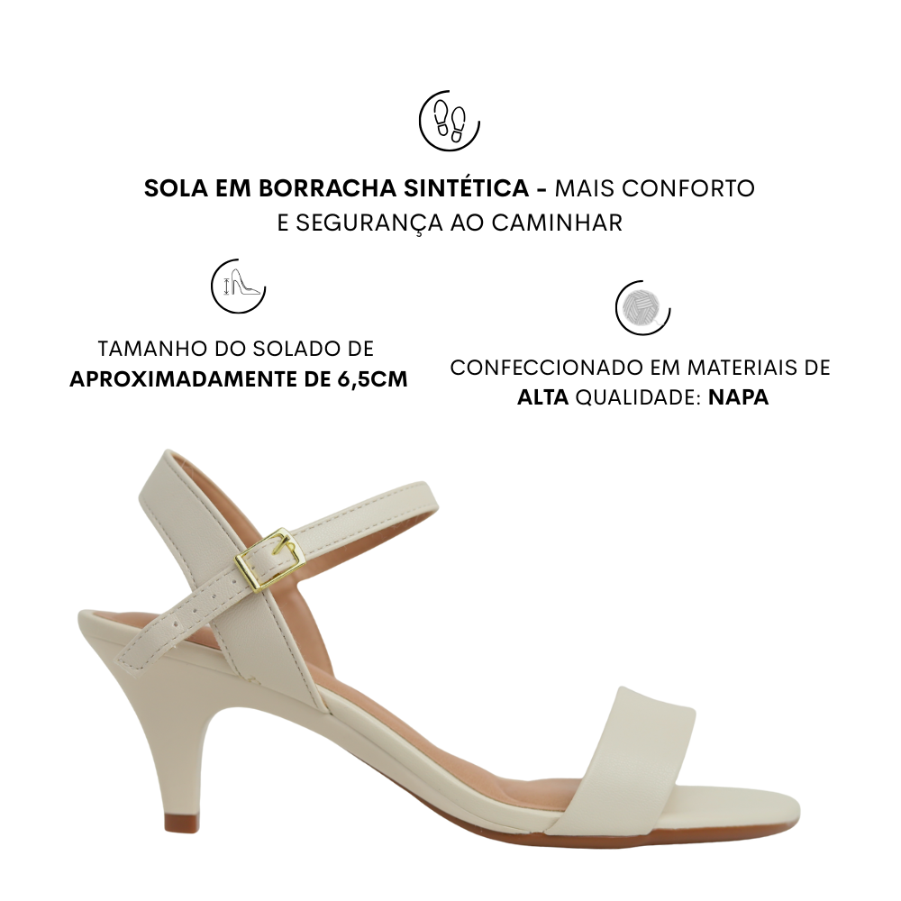 Sandália Feminina Causal Salto Fino Médio Beira Rio 83081430 Bege 2