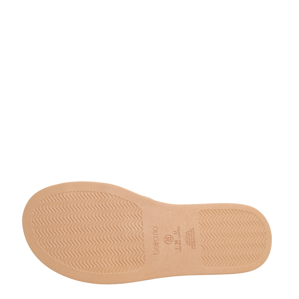 Sandália Rasteira Feminina Tiras em Strass Beira Rio 8488128 Bege 5