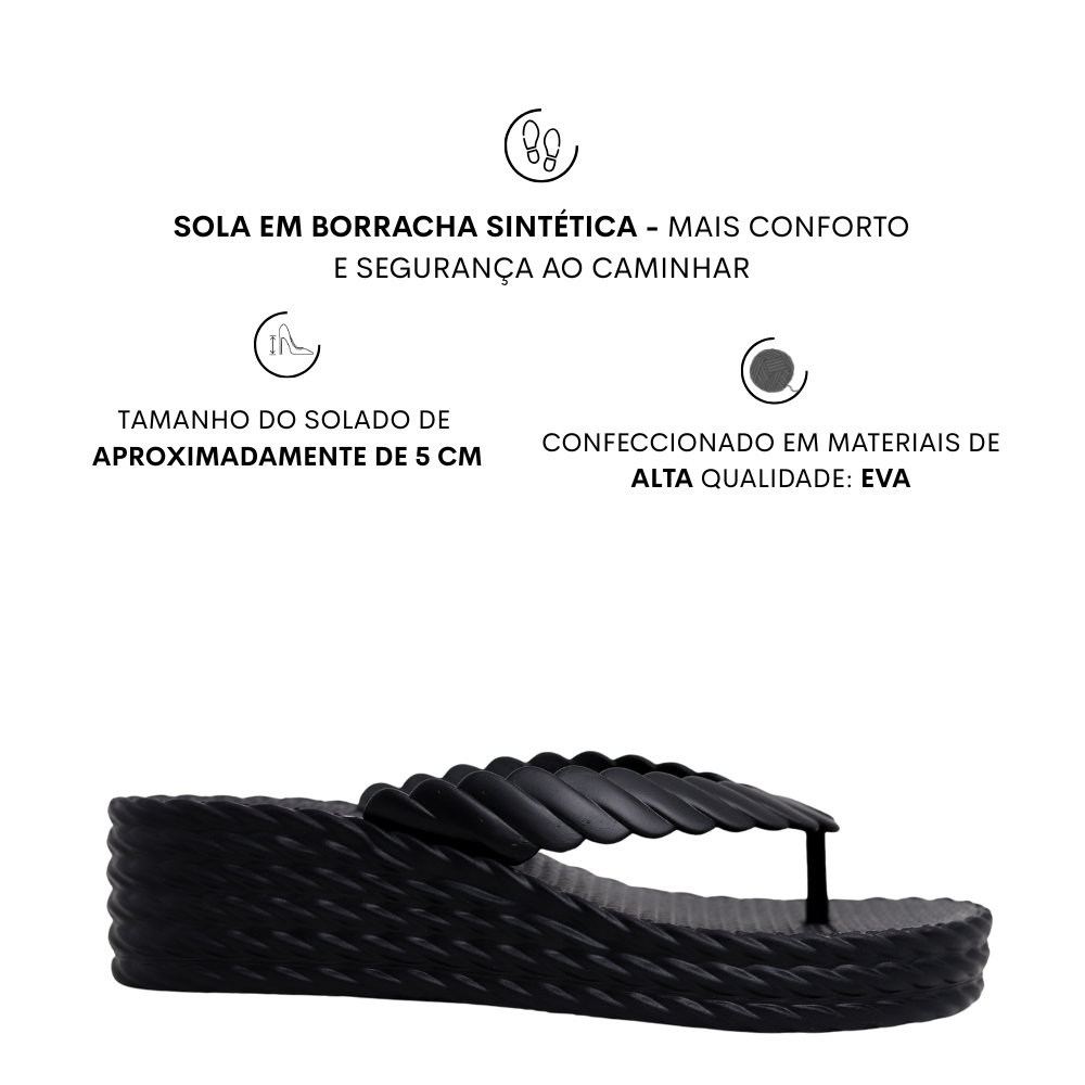 Tamanco Feminino Nuvem Salto Anabela Leve Beira Rio 8561.100 Preto 2