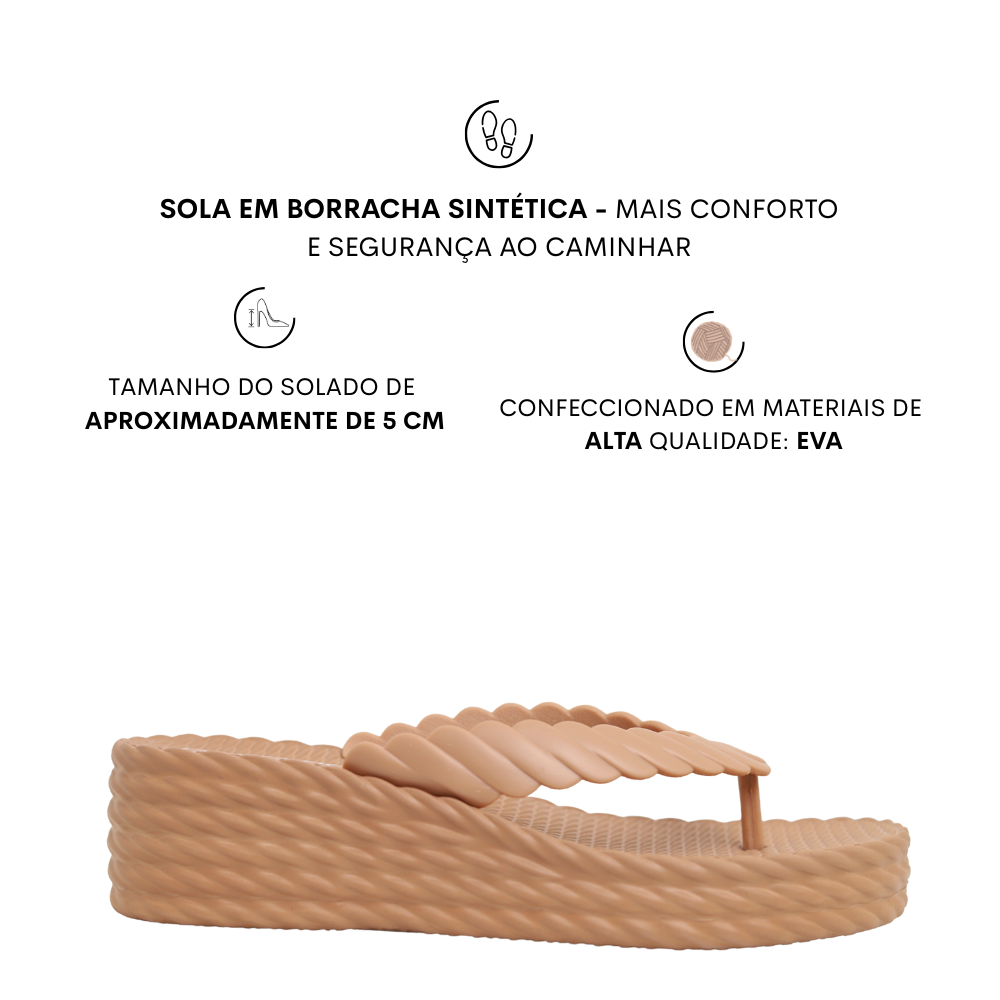 Tamanco Feminino Nuvem Salto Anabela Leve Beira Rio 8561.100 Bege 2