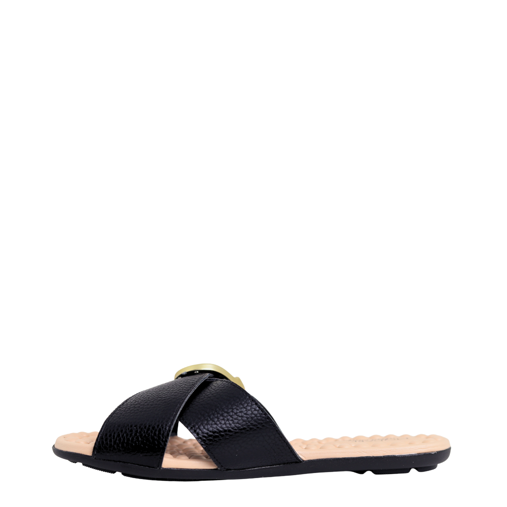Sandália Rasteira Feminina Fivela Ajustável Modare 7163.134 Preto 3