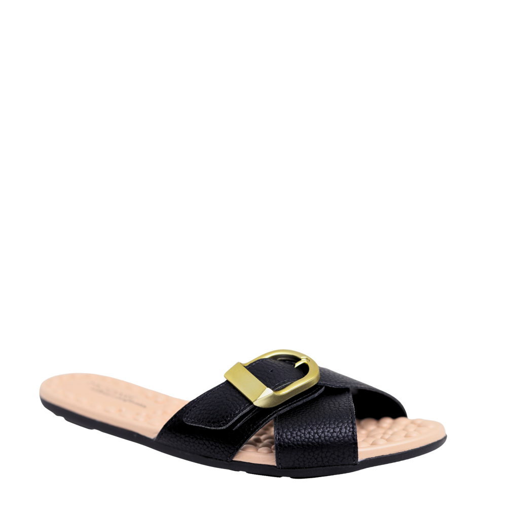 Sandália Rasteira Feminina Fivela Ajustável Modare 7163.134 Preto 4