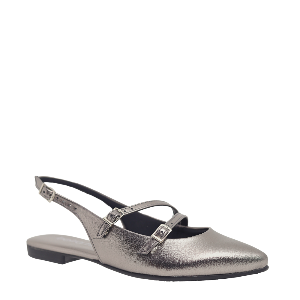 Sapatilha Feminina Slingback Bico Fino Beira Rio 4134.1012 Prata 4