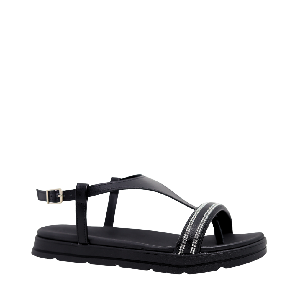 Sandália Papete Feminina Flatform Com Strass Moleca 5490.126 Preto 4