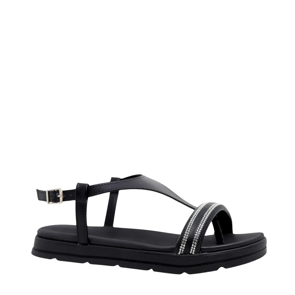 Sandália Papete Feminina Flatform Com Strass Moleca 5490.126 Preto 4