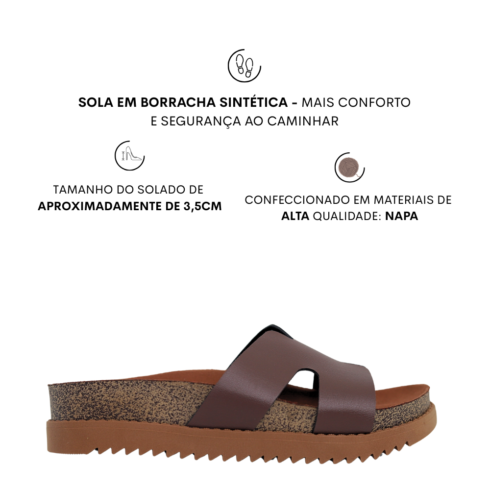 Tamanco Feminino Flatform Sandália Conforto Moleca 5500100 Marrom 2