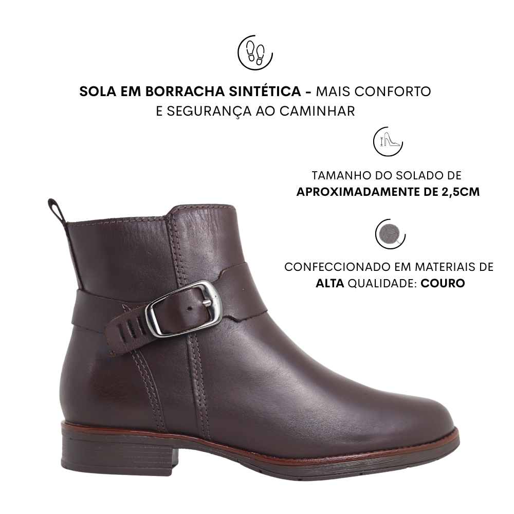Bota Montaria Em Couro Cano Curto Feminina Bottero 361730 Marrom 2