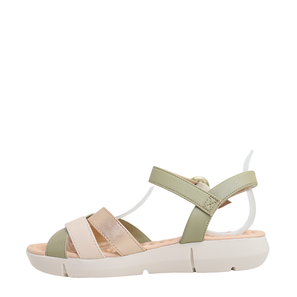 Sandália Feminina Ortopédica Esporão Modare Conforto 7142124 Verde/Dourado/Creme 3