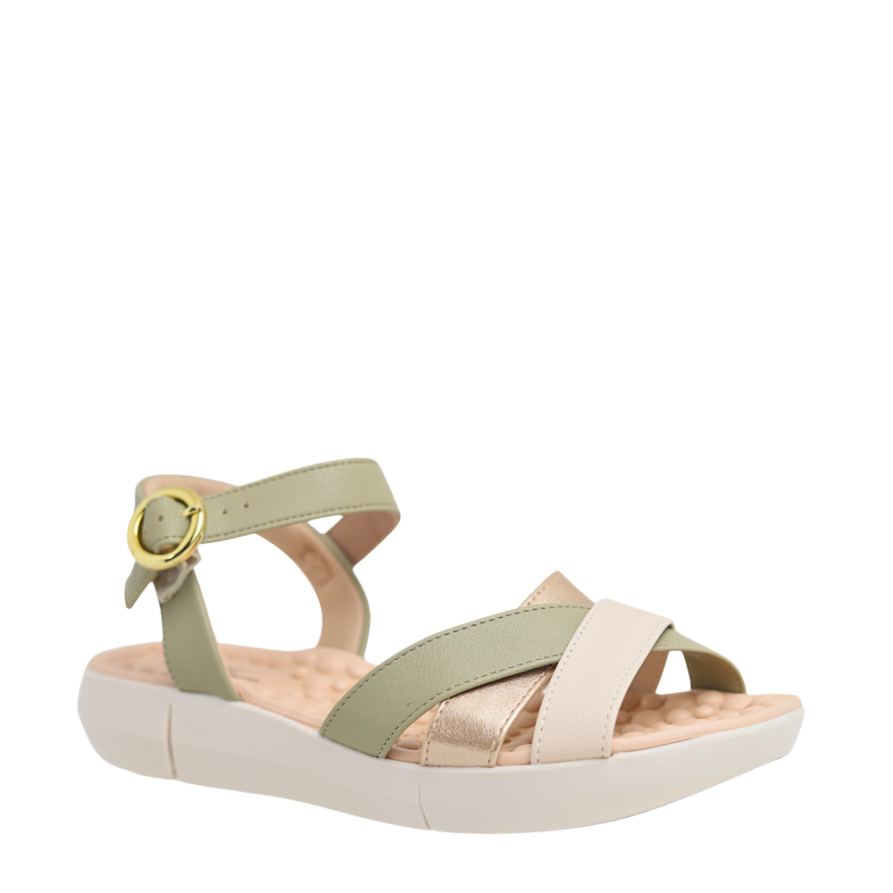 Sandália Feminina Ortopédica Esporão Modare Conforto 7142124 Verde/Dourado/Creme 4