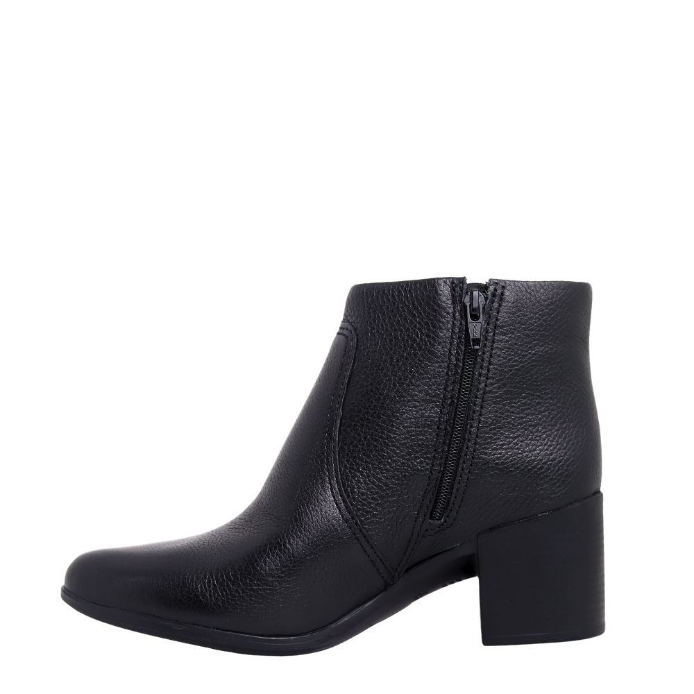 Bota Feminina Em Couro Cano Curto Salto Bloco Bottero 346901 Preto 3