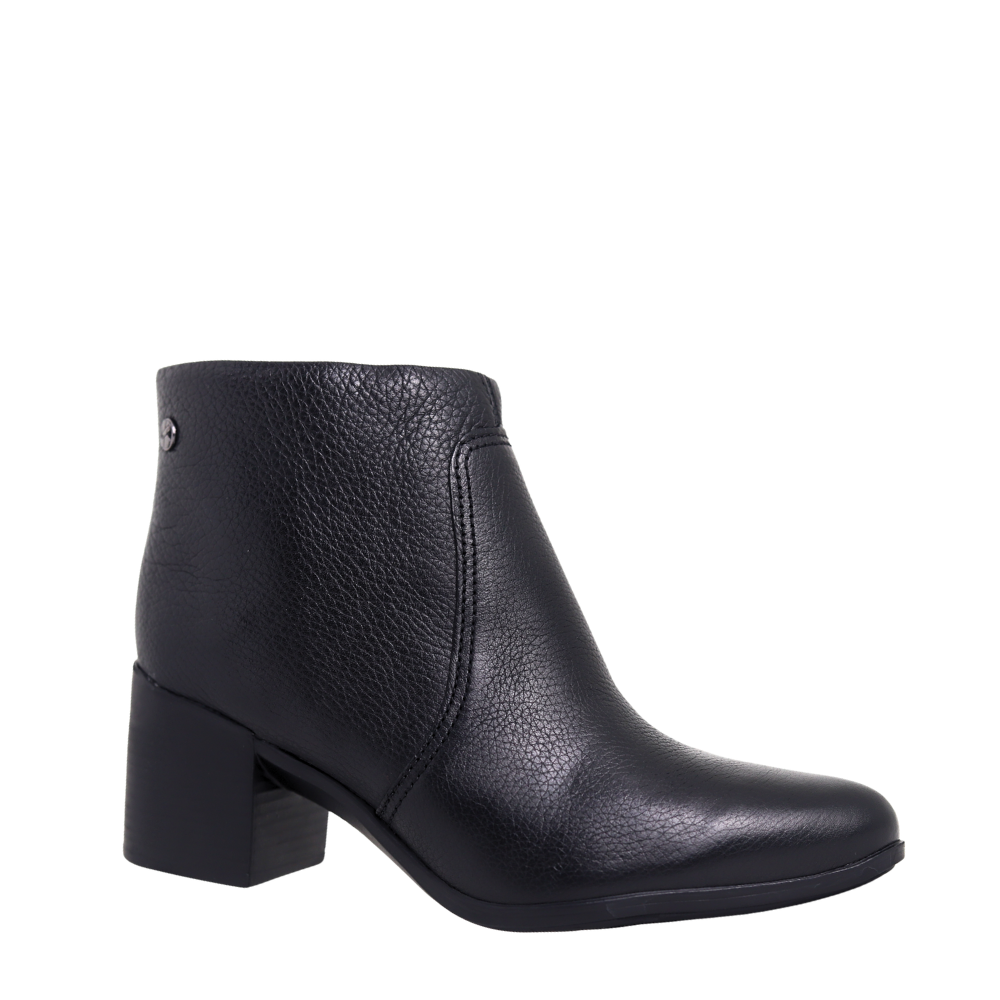 Bota Feminina Em Couro Cano Curto Salto Bloco Bottero 346901 Preto 4