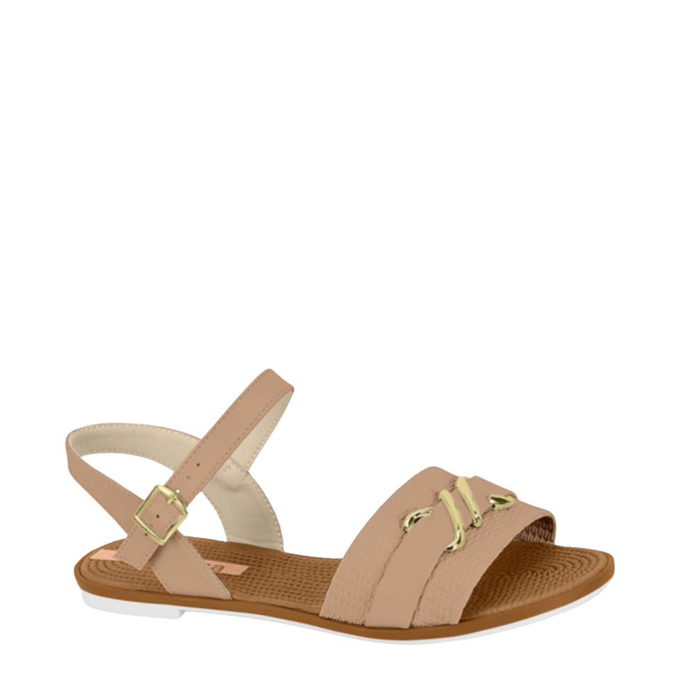 Sandália Feminina Flat  Detalhe  Em Dourado Moleca 5297.473