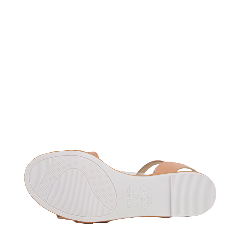 Sandália Feminina Flat  Detalhe  Em Dourado Moleca 5297.473 Bege 5