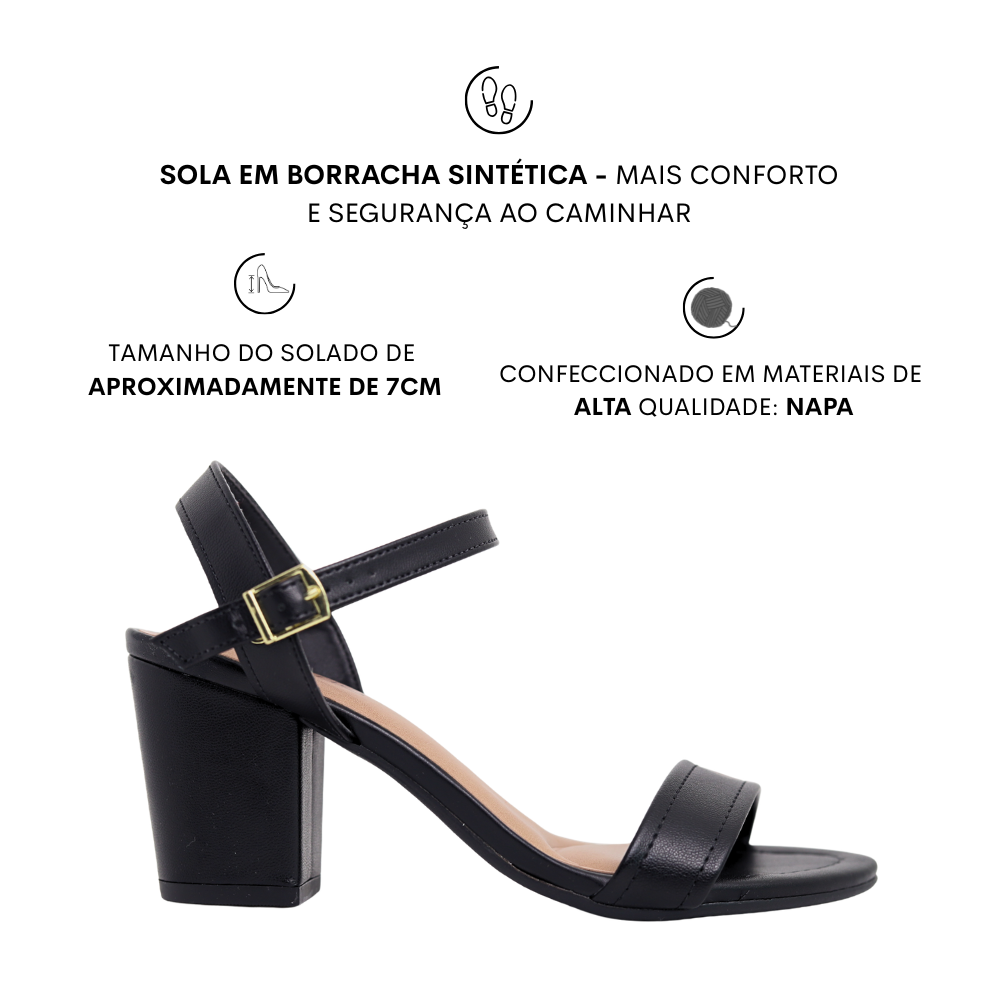 Sandália Feminina Salto  Médio Quadrado Beira Rio  8280.685 Preto 2