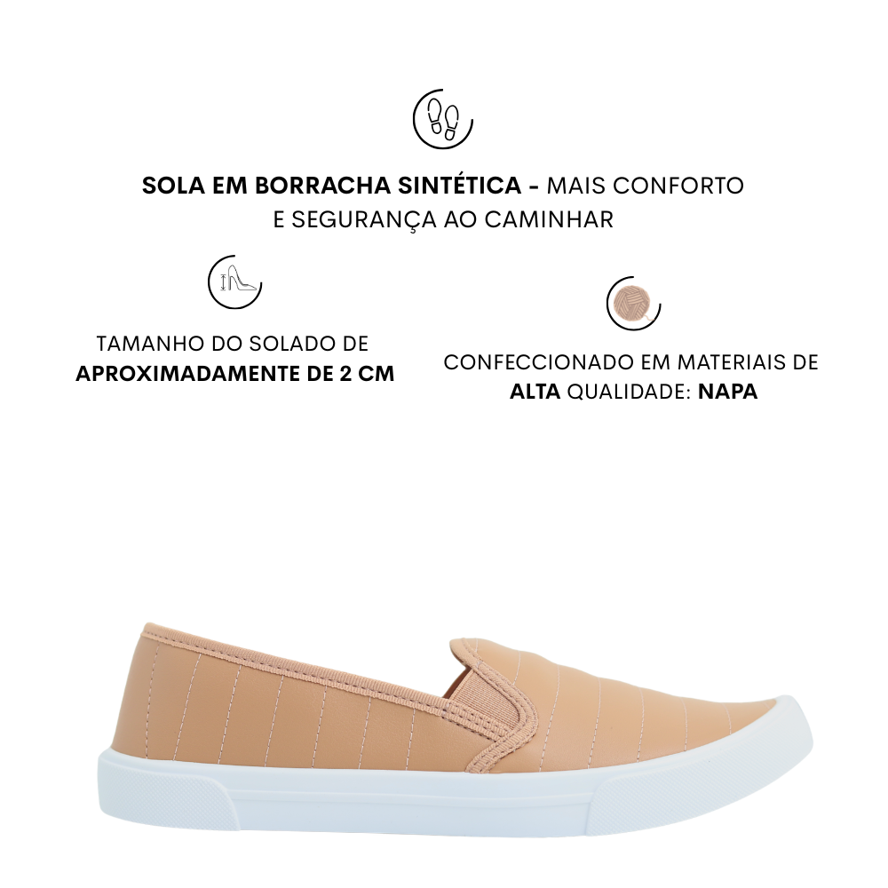 Sapatilha Feminina Calce Fácil Slip On Flow Moleca 5296.592 Bege 2