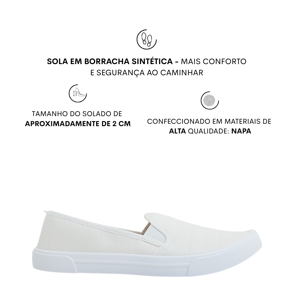 Sapatilha Feminina Calce Fácil Slip On Flow Moleca 5296.592 Branco 2