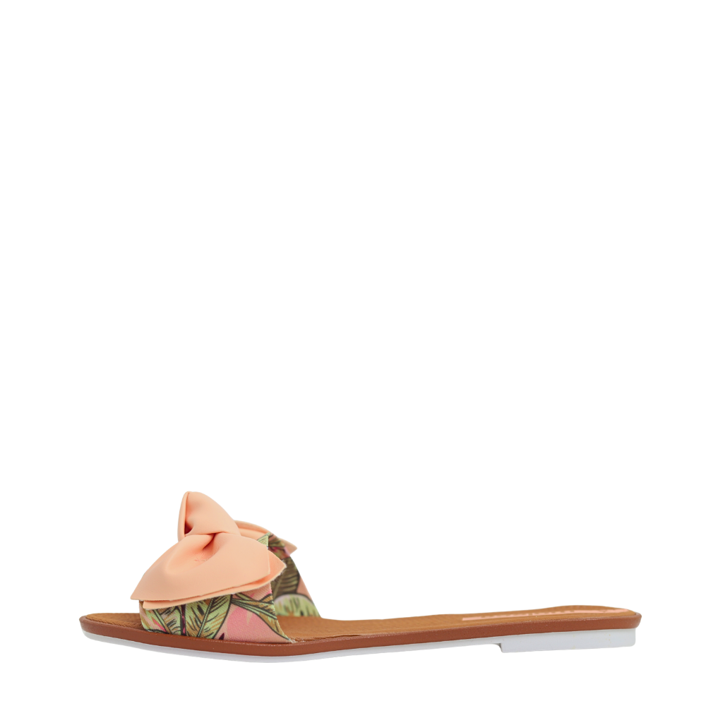 Chinelo Rasteira Feminina Slide Laço Moleca 5297430 Pêssego 3