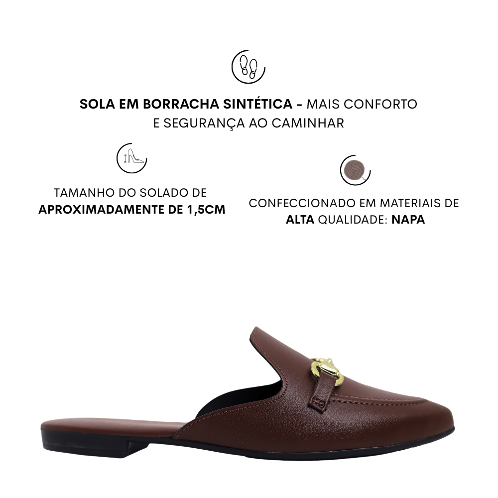 Sapato Mule Feminino Bico Fino Detalhe Beira Rio 4134.1017 Marrom 2