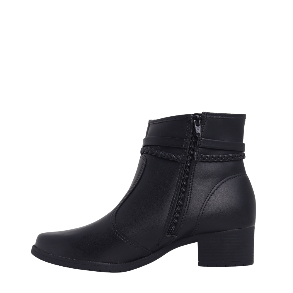 Bota Feminina Ankle Boot Salto Baixo Detalhe Moleca 5346.102 Preto 3
