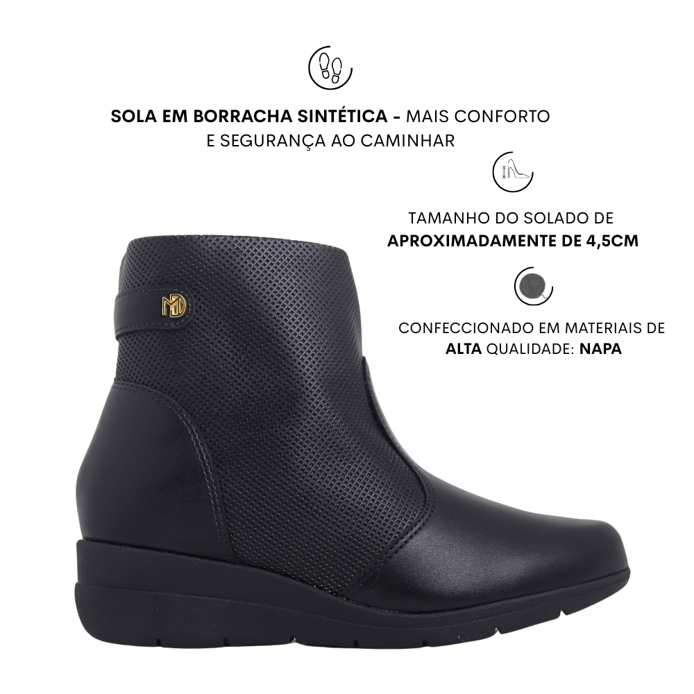 Bota Feminina Cano  Curto Conforto Anabela  Modare 7085.100 Preto 2