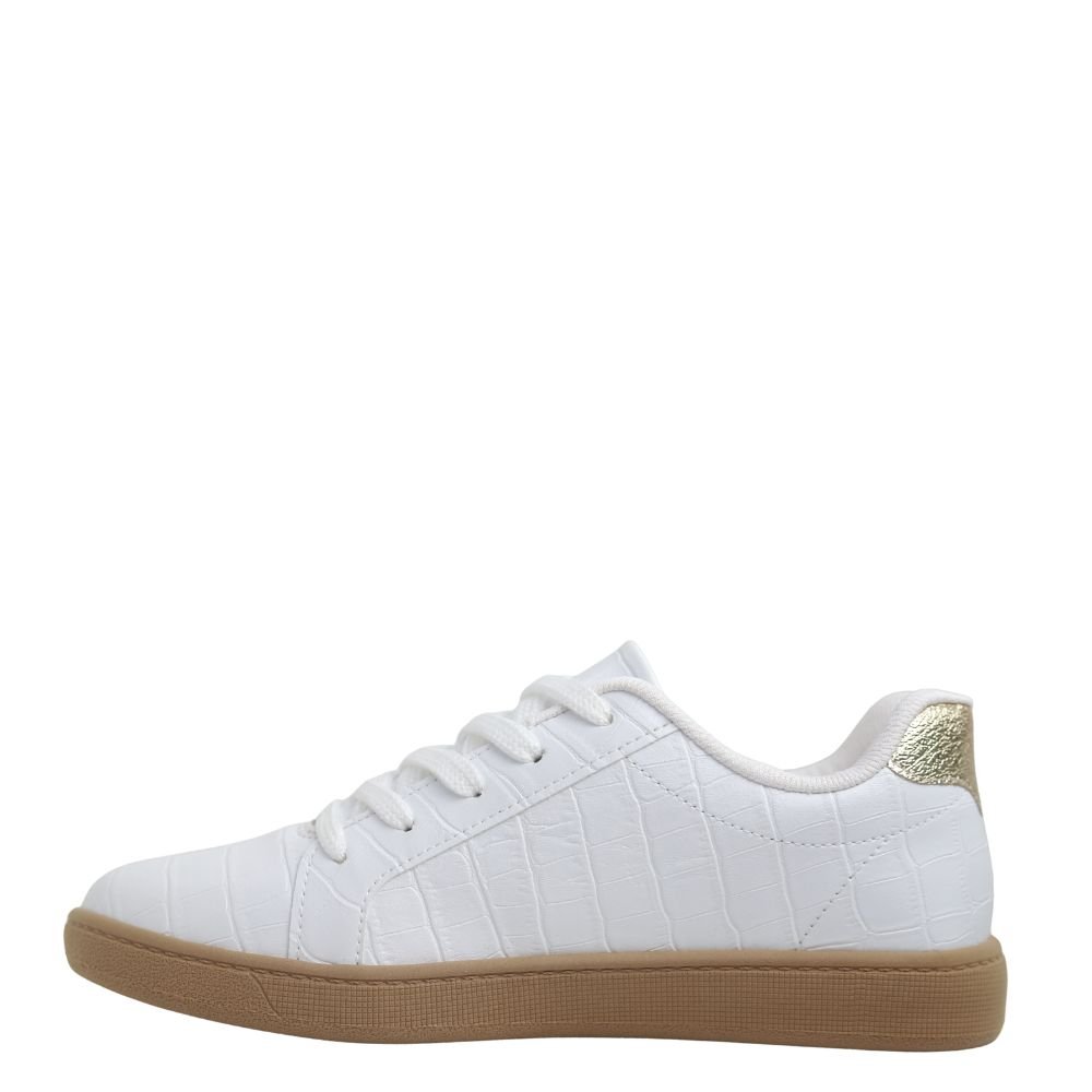Tenis Feminino Casual Ziper Croco Retrô Beira Rio 4313.209 Branco 3