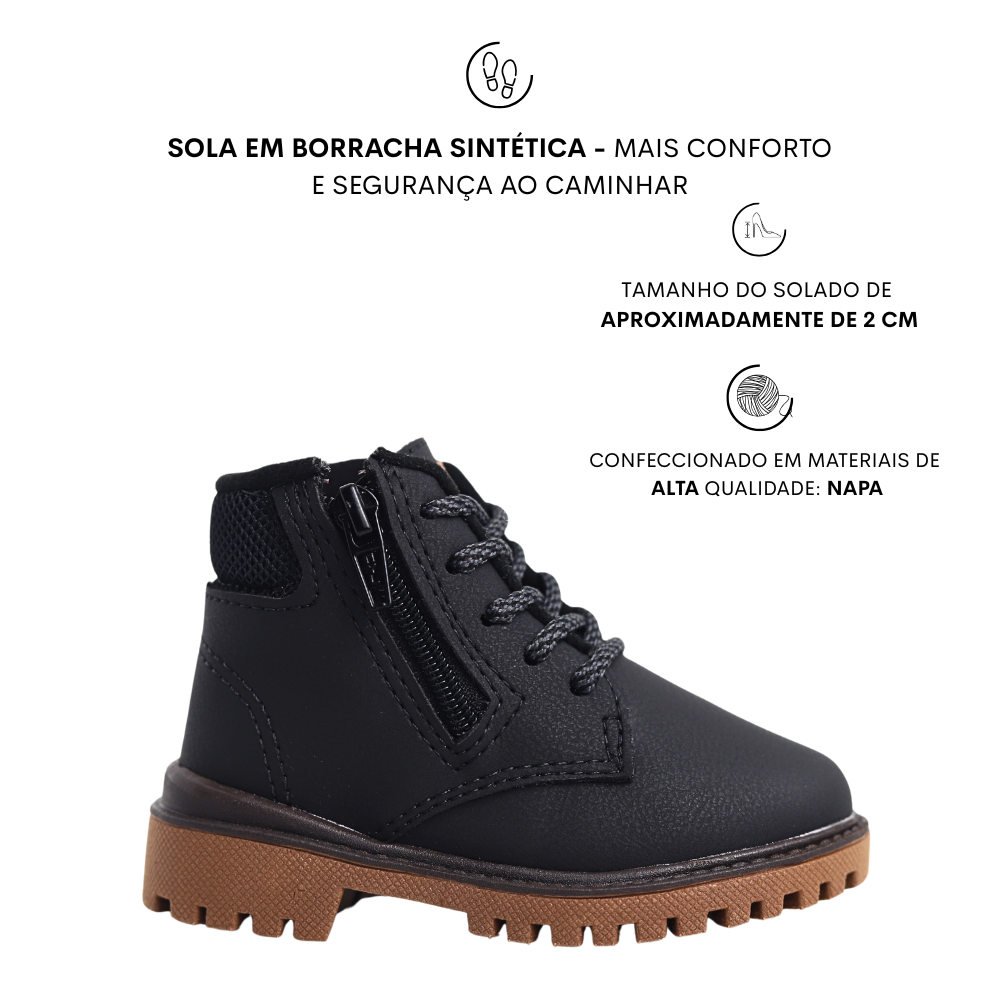 Bota Coturno Infantil Menino  Detalhes  Molekinho 2144.240 Preto 2