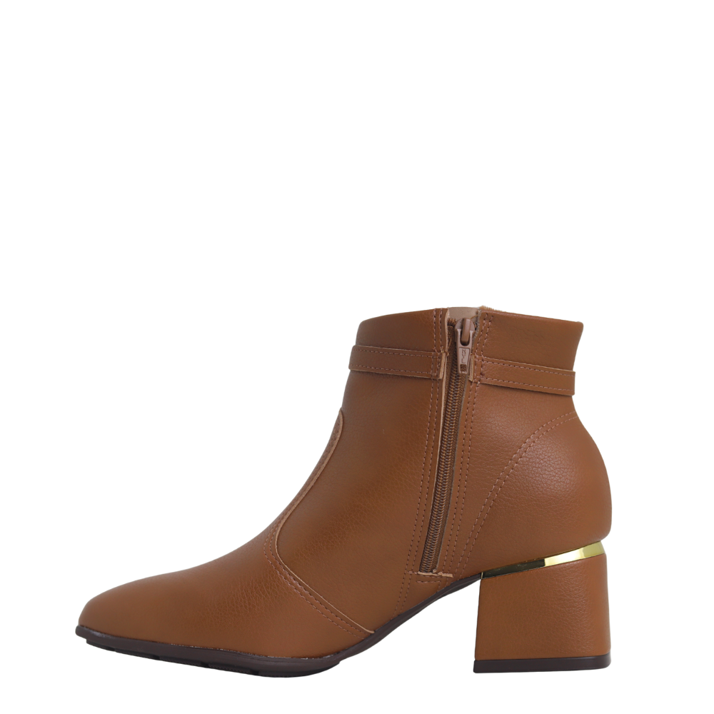Bota Feminina  Cano Curto Salto Bloco Fivela Modare 7082.207 Marrom 3