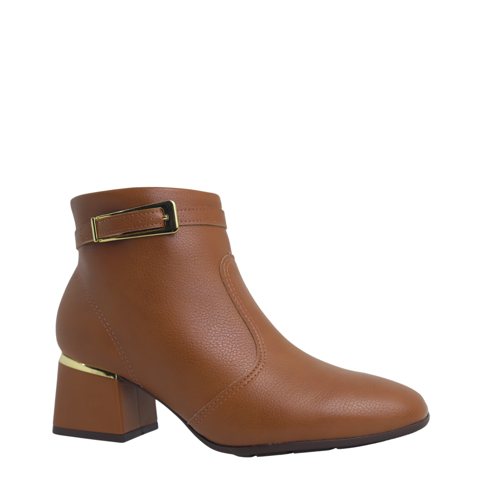 Bota Feminina  Cano Curto Salto Bloco Fivela Modare 7082.207 Marrom 4