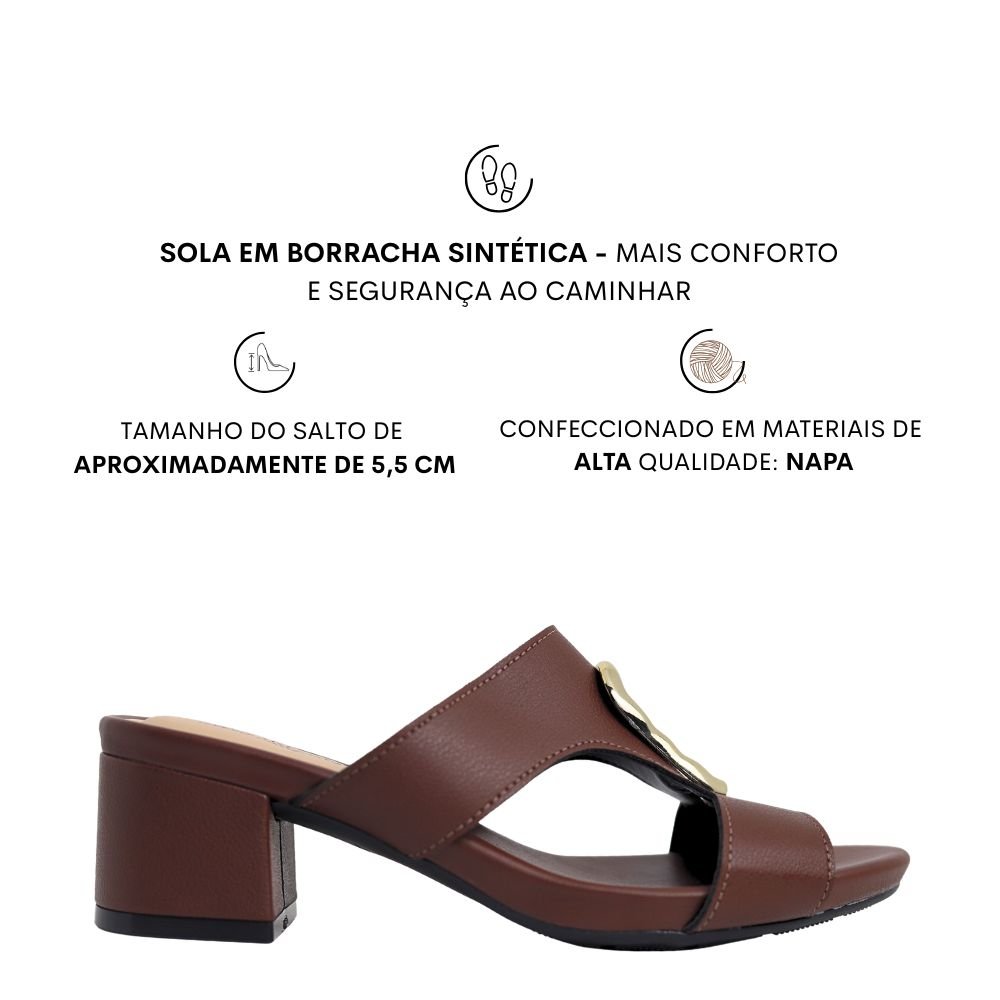 Tamanco Feminino Ultraconforto Salto Bloco Modare 7187.117 Marrom 2