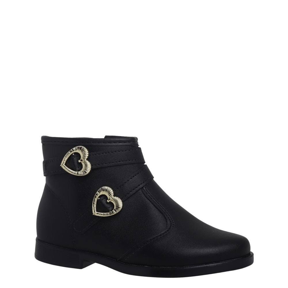 Bota Juvenil Meninas Cano Curto Corações Molekinha 2181.108 Preto 3