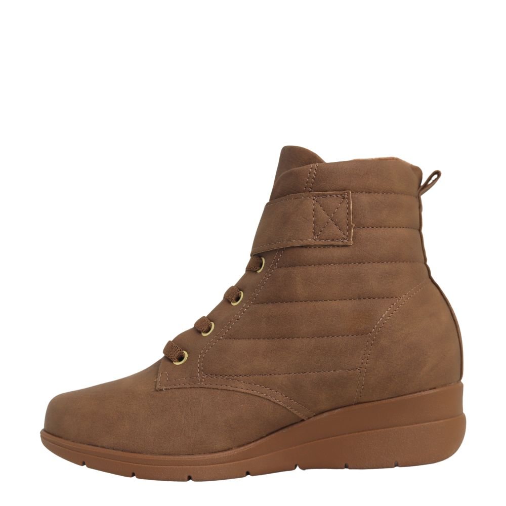 Bota Feminina  Cano Curto Conforto Anabela Modare 7085.205 Marrom 3